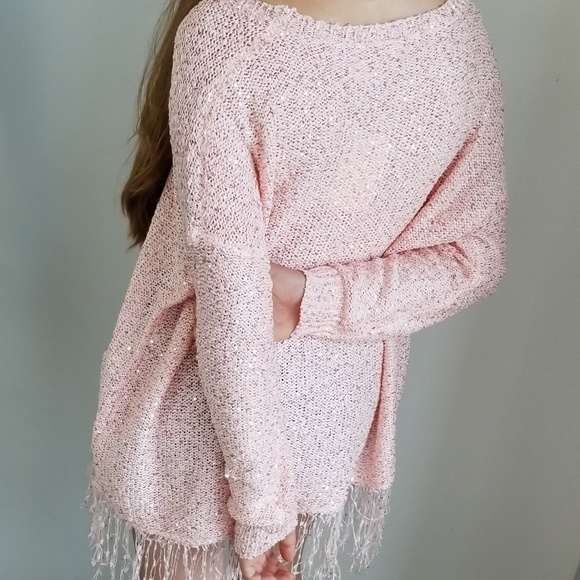 Pink sequin and fringe detailed top - Picture 3 of 4